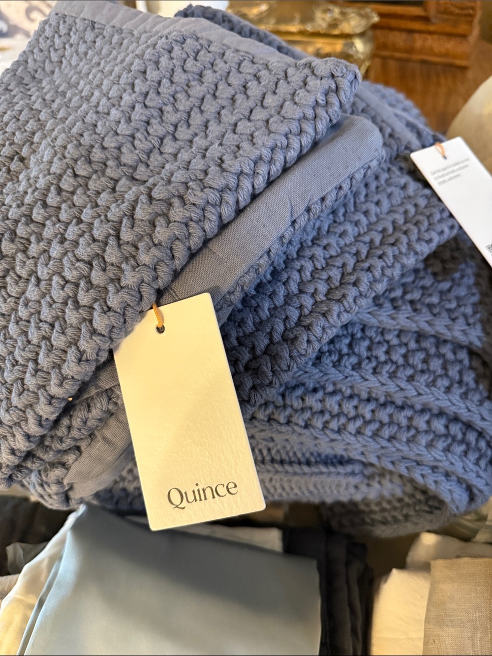 New Quince Fisherman Mineral Throw Blanket & Pillow Cover Set -Retail $154